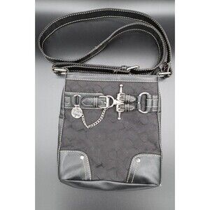 Chaps Women's Vintage Retro Crossbody Bag Purse Belt And Buckle Metal Trim SZ S